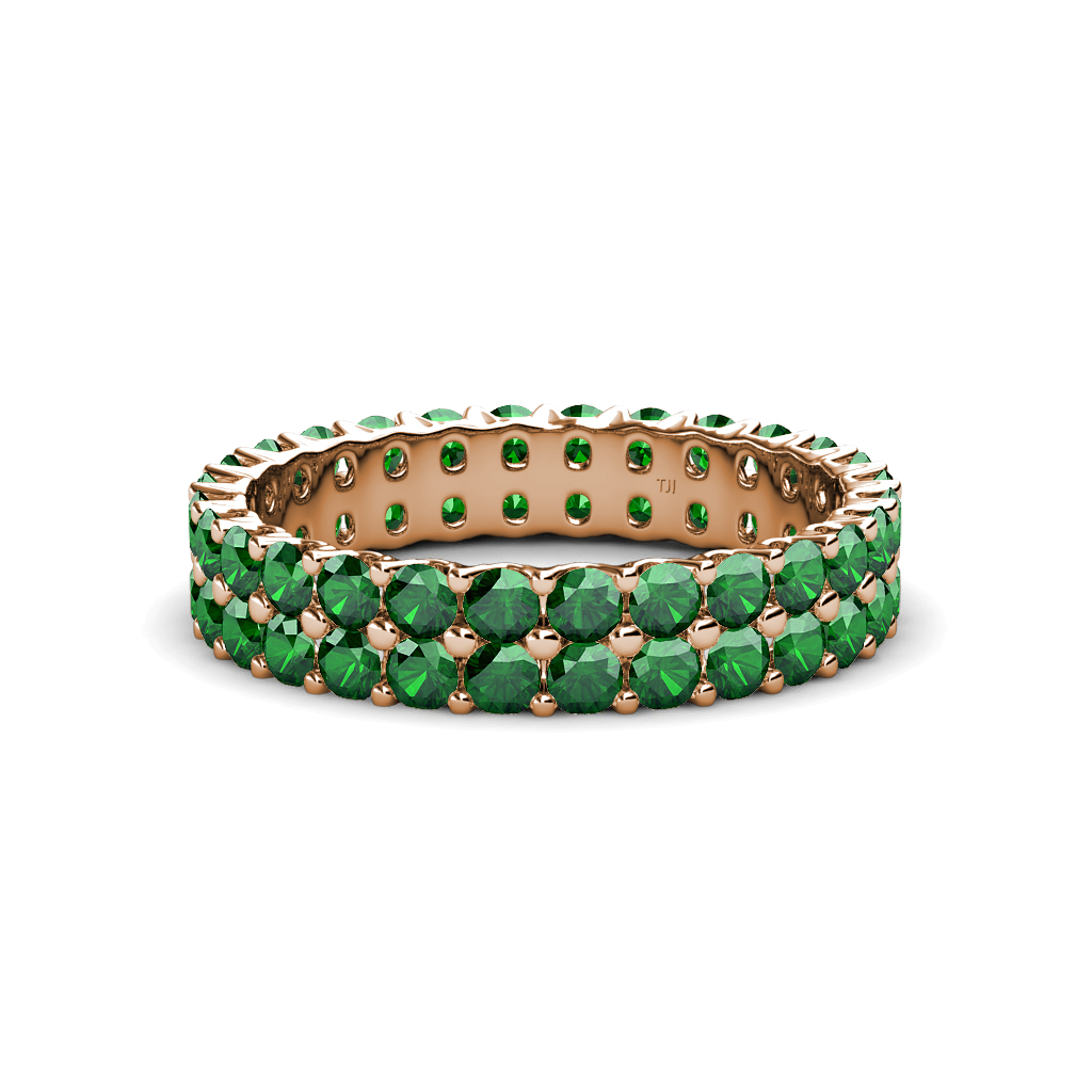 Emerald Common Prong Double Row Eternity Band 1.62-1.92 ct tw 14K Gold ...