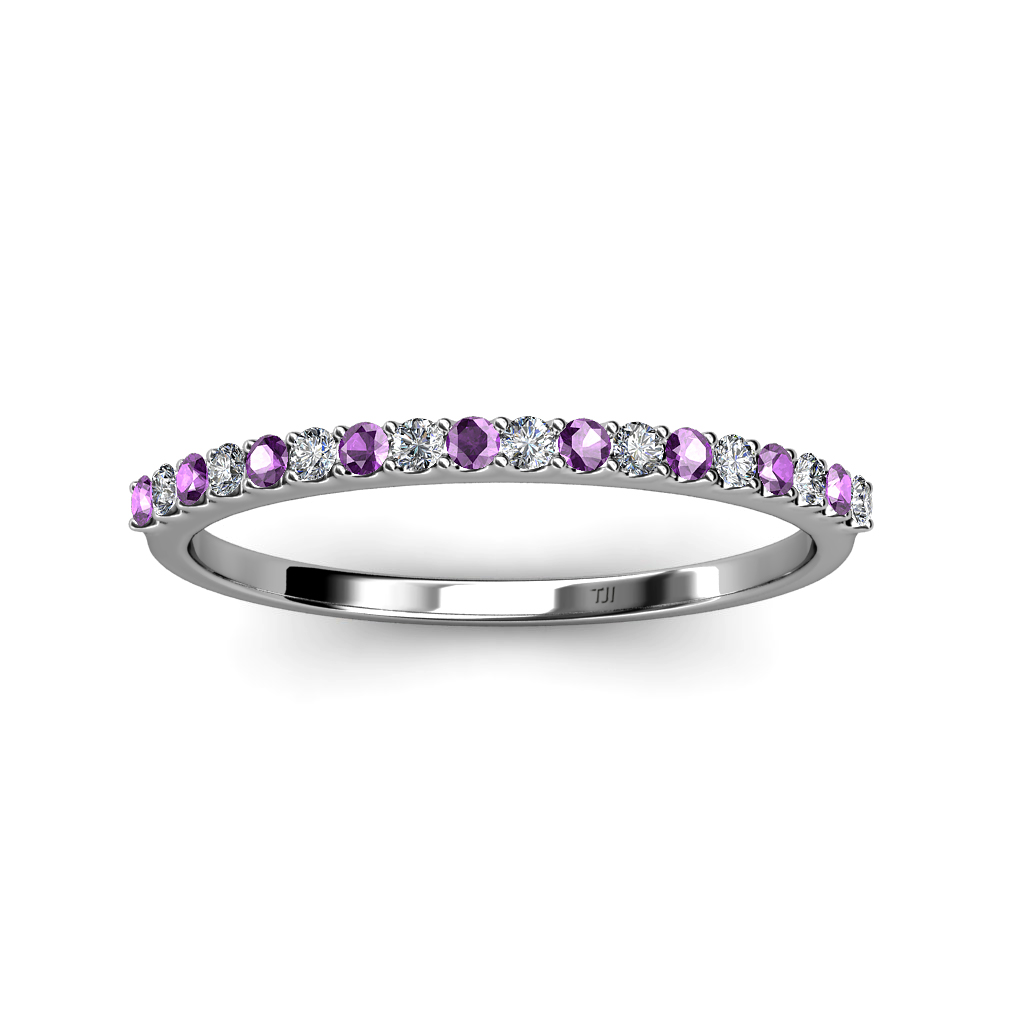 Amethyst & Diamond 18 Stone Women's Wedding Band 0.30 ct tw in 14K Gold ...