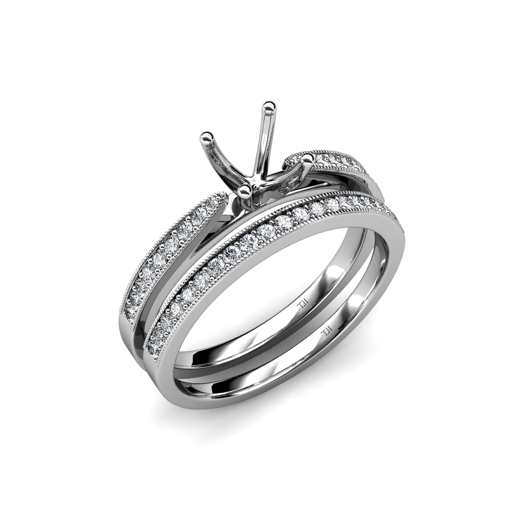 Silver Rhodium Plated Wedding Ring Set Cubic Zirconia ...